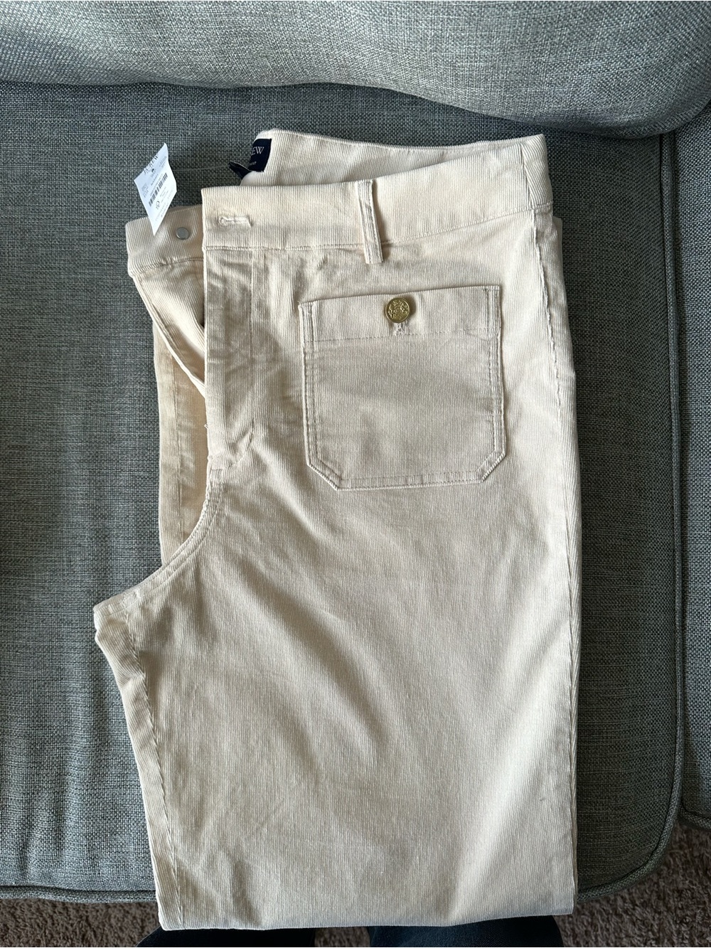 J Crew Lizzie Corduroy Cream Pants